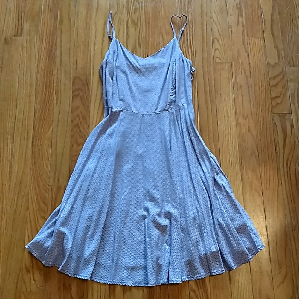 Purple and white print dress